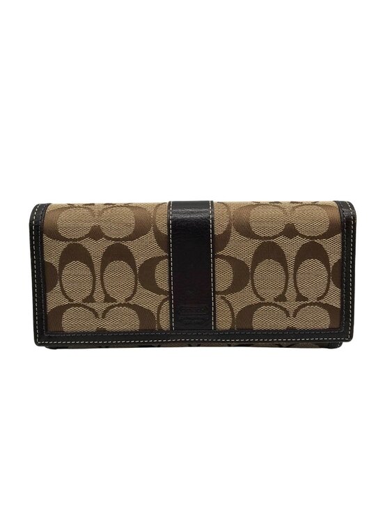 Coach Handbags - Coach Brown Canvas And Leather Monogram Trifold Wallet